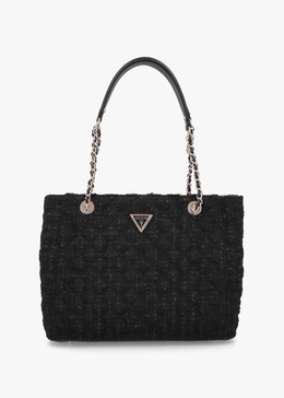 Large Giully Black Tweed Tote Bag