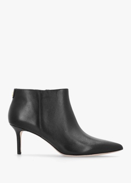 Lizie Burnished Black Leather Heeled Ankle Boots