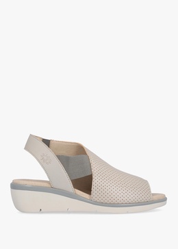 Nisi Silver Perforated Leather Low Wedge Sandals