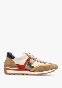 Dani Colour Block Soft White Camel Multi Suede Trainers