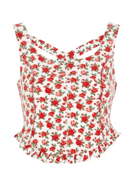 Melanie floral-print stretch-cotton tank top