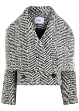 Herringbone curly wool-blend jacket