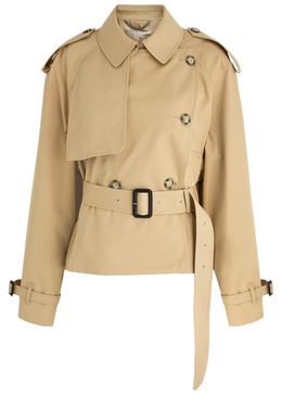 Cropped cotton trench coat