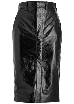 Black Ice patent leather midi skirt 