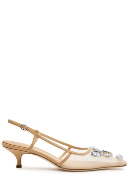 Amanda 45 embellished mesh slingback pumps