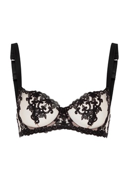 Onyx embroidered tulle balcony bra 