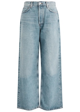 Low Slung Baggy distressed wide-leg jeans