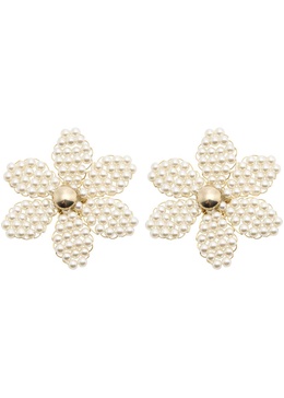 Gardenia faux-pearl beaded clip-on earrings