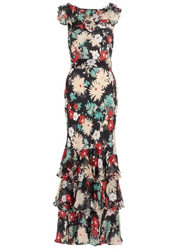 Floral-print chiffon maxi dress