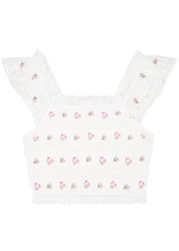 Cordula floral-embroidered smocked cotton top