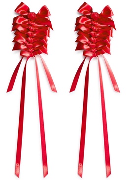 Rosette bow satin drop earrings 