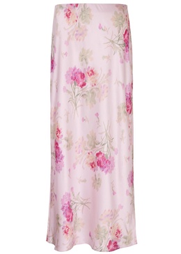 Castle floral-print silk midi skirt 