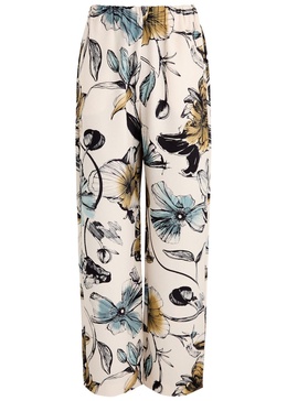 Floral-print cloqué trousers