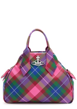 Yasmine medium tartan leather top handle bag