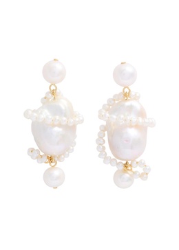 Carvings pearl 18kt gold-vermeil drop earrings 