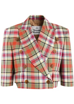 Cut Off tartan cropped wool blazer