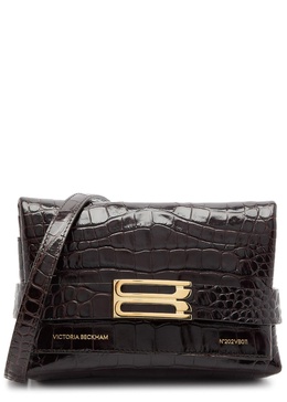 Buckle mini crocodile-effect leather pouch