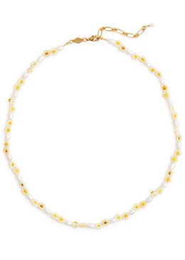 Daisy Flower 18kt gold-plated beaded necklace 