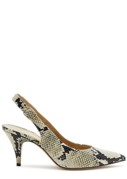 River 75 python-effect leather slingback pumps 