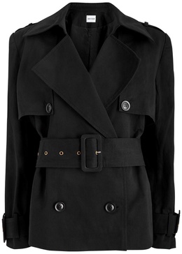 Belted cropped cotton trench coat 