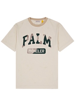 8 Moncler Palm Angels logo cotton T-shirt