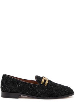 Brandi tinsel-weave tweed loafers 