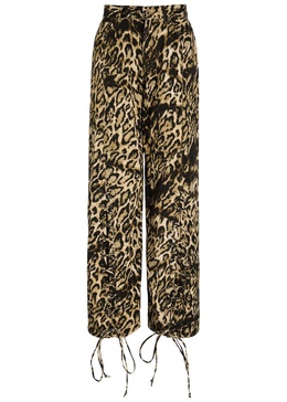 Leopard-print straight-leg jeans 