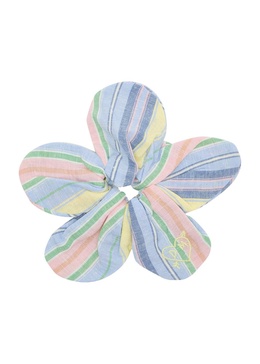 Striped flower cotton-blend scrunchie