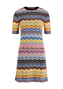 Zigzag embellished knitted mini dress 