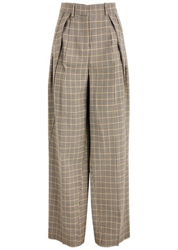 Houndstooth wool-blend trousers