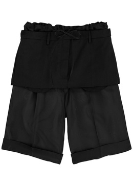 Layered silk-organza shorts