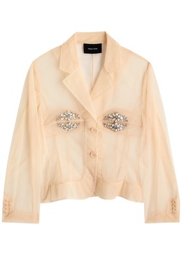 Crystal-embellished mesh jacket 