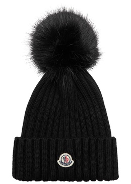 Logo faux fur-trimmed wool beanie