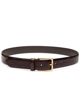 Crocodile-effect leather belt