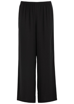 Wide-leg silk-georgette trousers