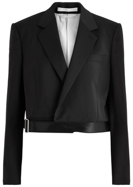 Belted wool wrap blazer 