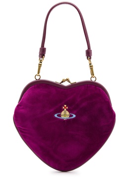 Belle Heart velvet top handle bag 