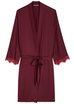 Secrets lace-trim satin robe 