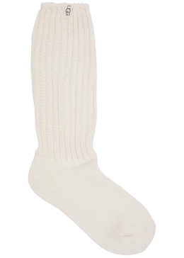 Ribbed cotton-blend socks