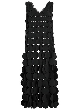 Laser-cut lace-trimmed maxi dress 