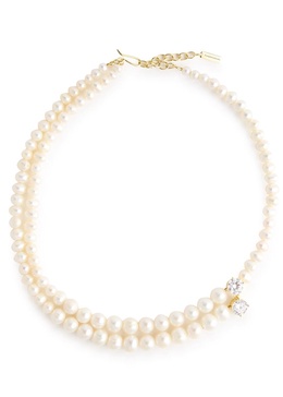 Layered pearl and 18kt gold vermeil necklace 