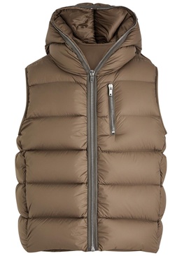 Hooded quilted nylon gilet 