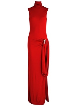 Draped cut-out stretch-jersey gown