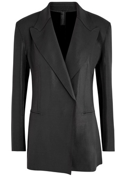 Double-breasted coated stretch-jersey blazer