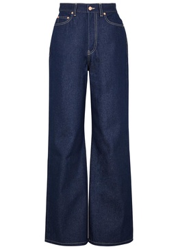 Topstitched wide-leg jeans 