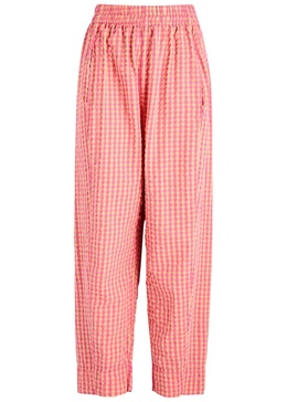 Preppy gingham seersucker trousers 