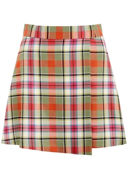 Cut Off tartan wool wrap mini skirt