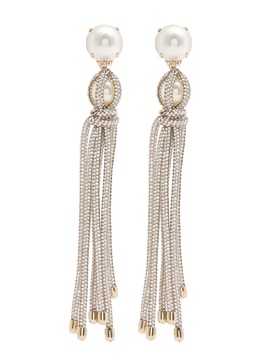 Ostrica crystal-embellished tassel clip-on drop earrings