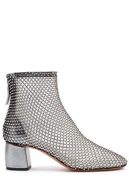 65 crystal-embellished mesh ankle boots 