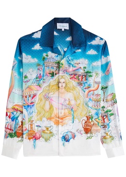 Road To Knowledge printed silk-satin shirt